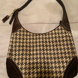 Coach tweed, leather, and suede purse